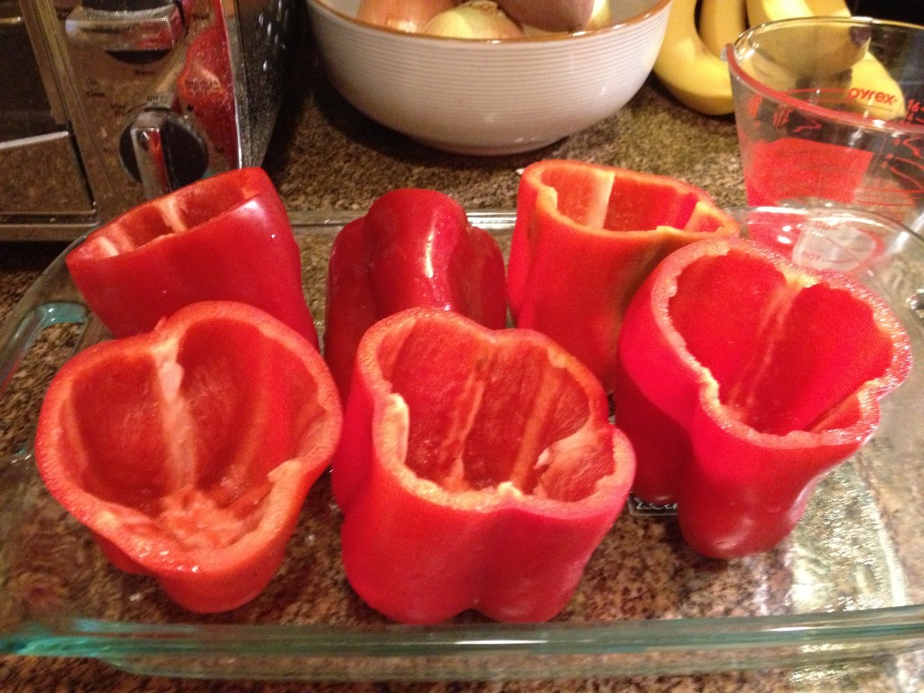 white bean and kale stuffed peppers