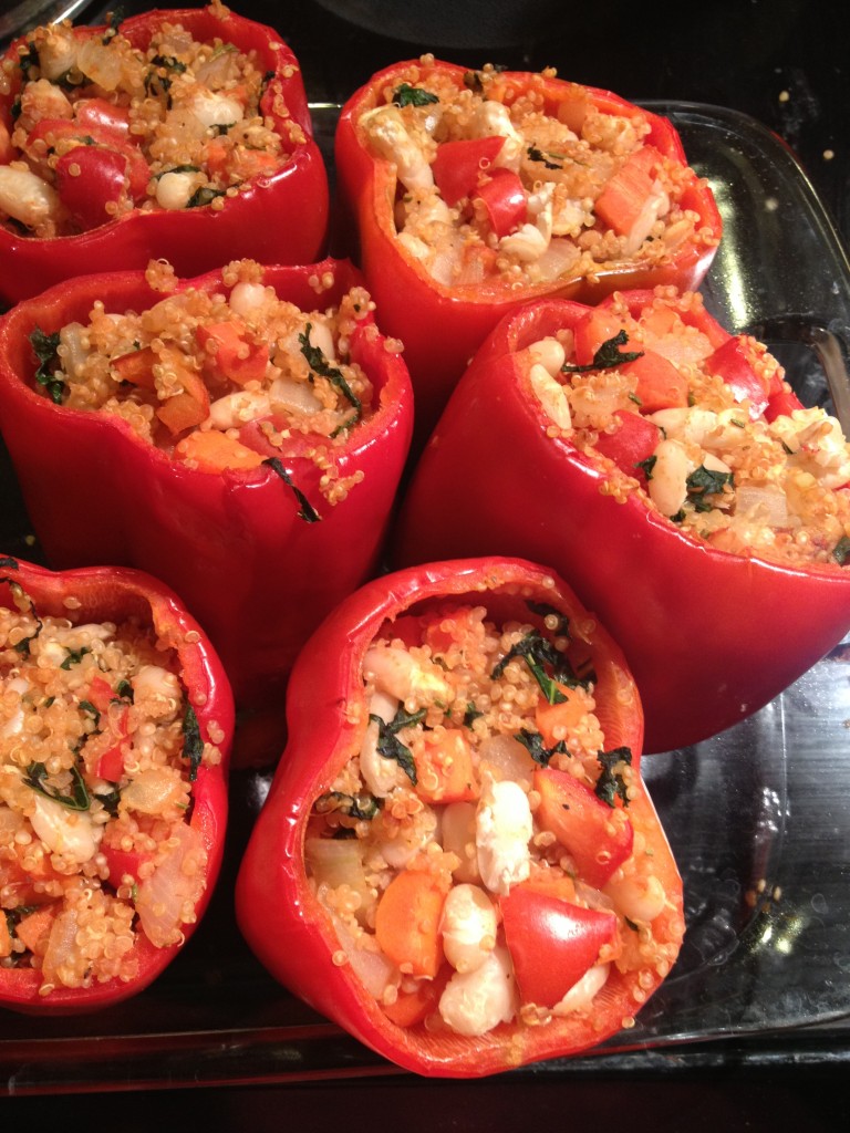 white bean and kale stuffed peppers