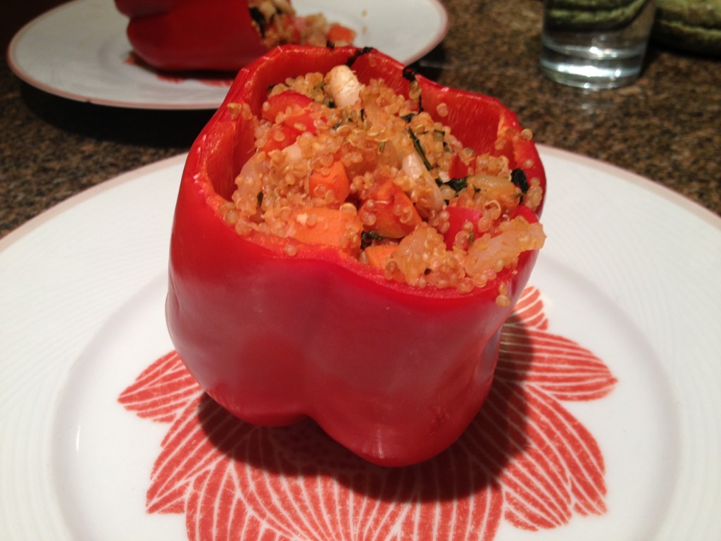 white bean and kale stuffed peppers
