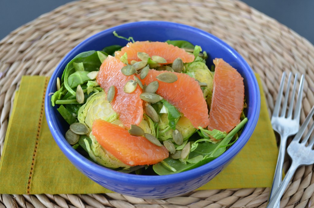 Wilted Spinach & Brussels Sprout Salad