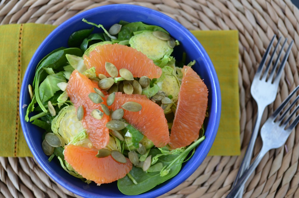 Wilted Spinach & Brussels Sprout Salad