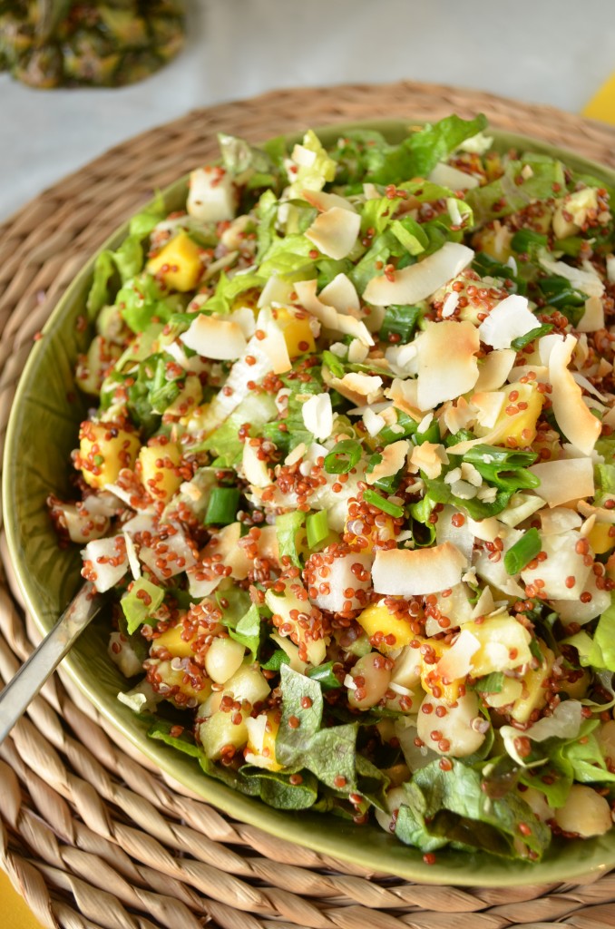 Tropical Chopped Salad with Mango, Pineapple and Coconut | coffeeandquinoa.com