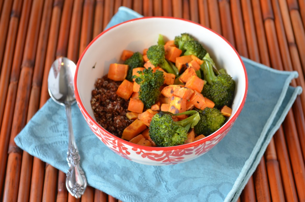 Roasted Veggie Quinoa Bowl with Miso Tahini Sauce