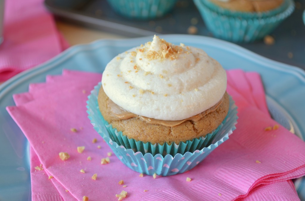 Peanut Butter Birthday Cupcakes with Banana Buttercream Frosting