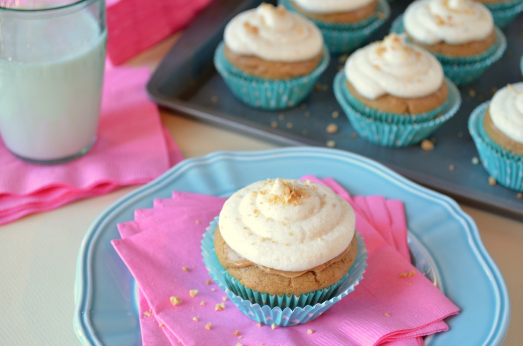 Peanut Butter Birthday Cupcakes with Banana Buttercream Frosting