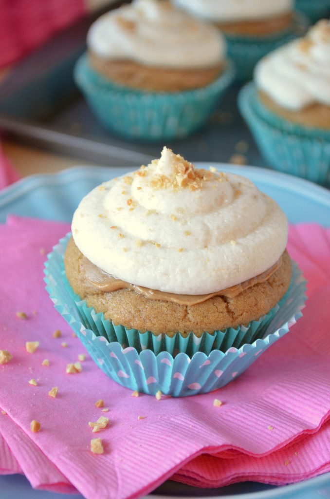 Peanut Butter Birthday Cupcakes with Banana Buttercream Frosting