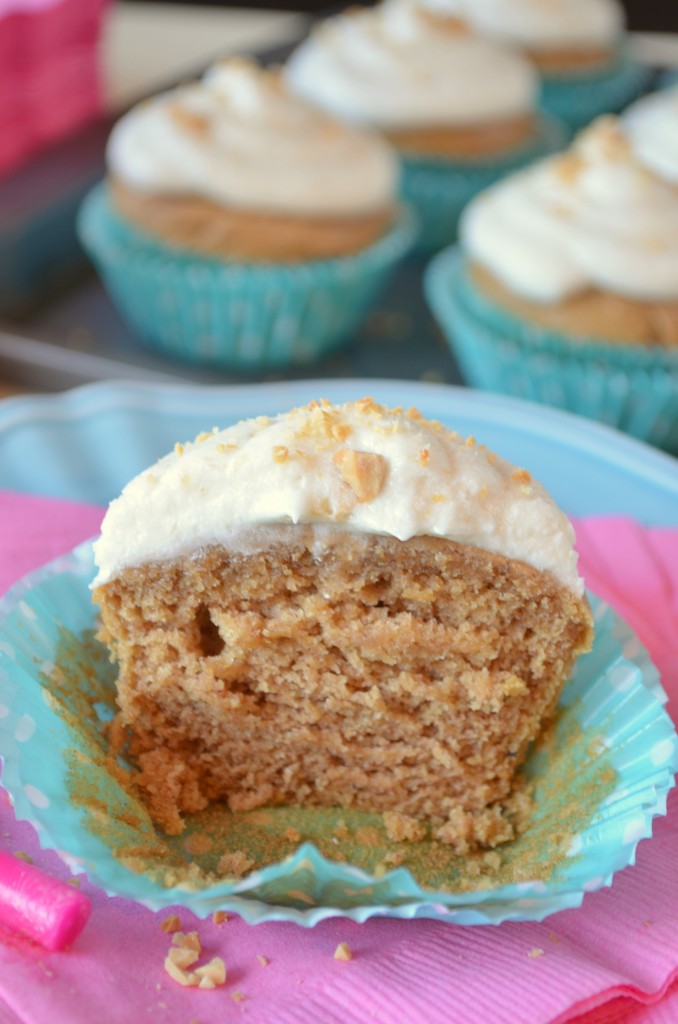 Peanut Butter Birthday Cupcakes with Banana Buttercream Frosting