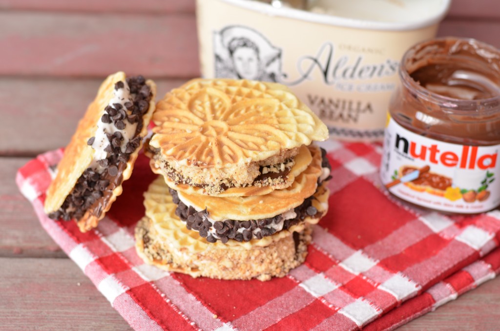 Pizzelle Nutella Ice Cream Sandwiches