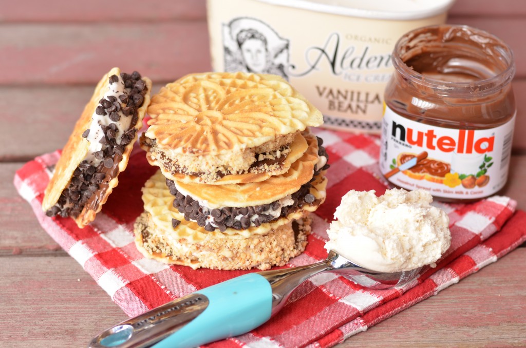 Pizzelle Nutella Ice Cream Sandwiches