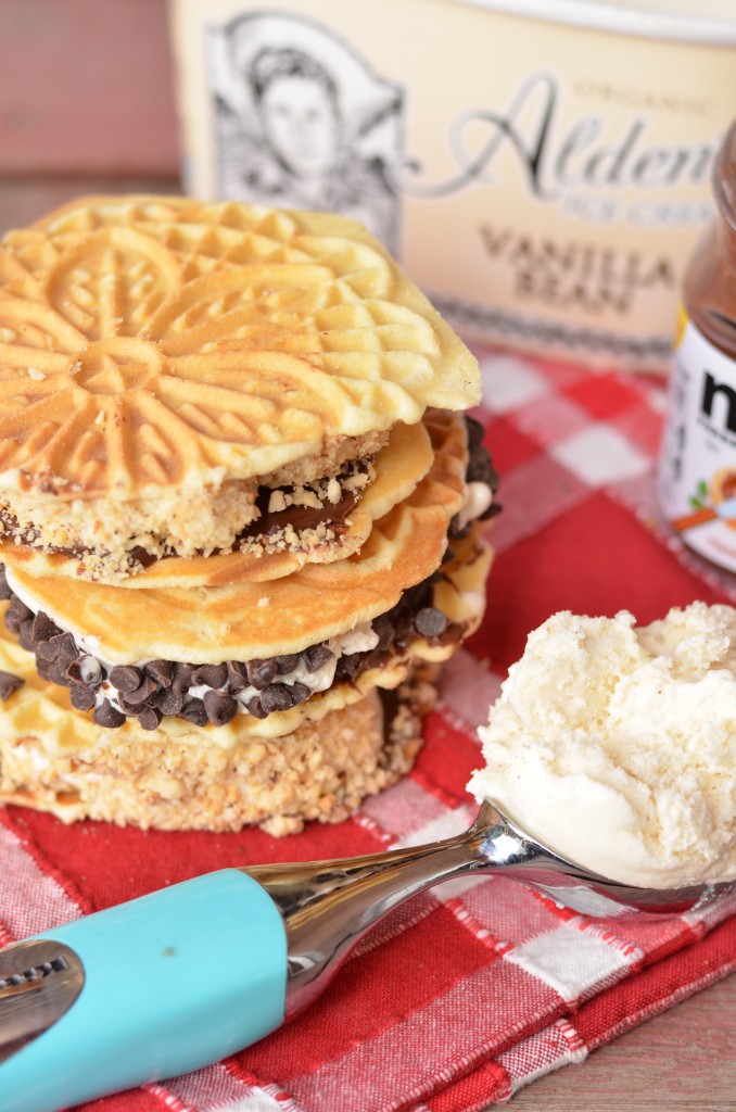 Pizzelle Nutella Ice Cream Sandwiches