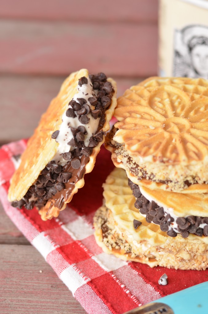 Pizzelle Nutella Ice Cream Sandwiches