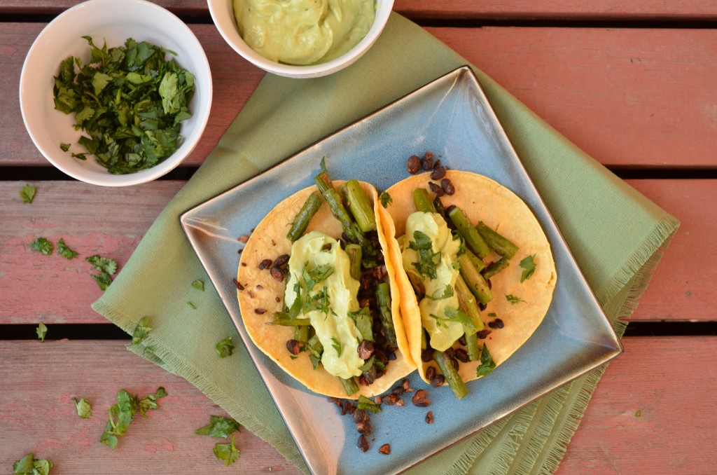 Grilled Asparagus and Crispy Black Bean Tacos