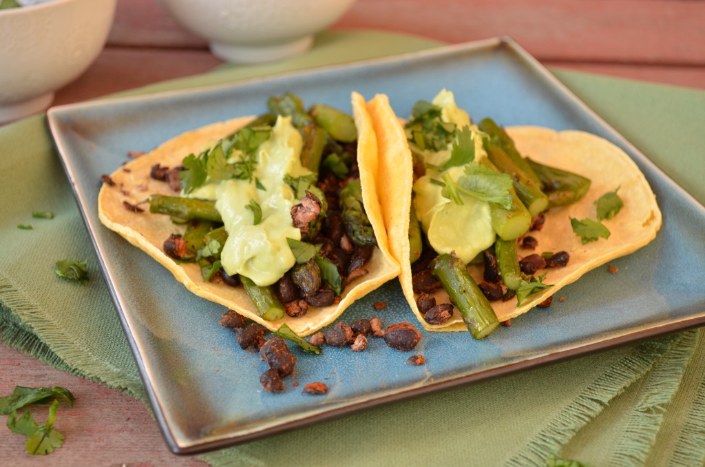 Grilled Asparagus and Crispy Black Bean Tacos