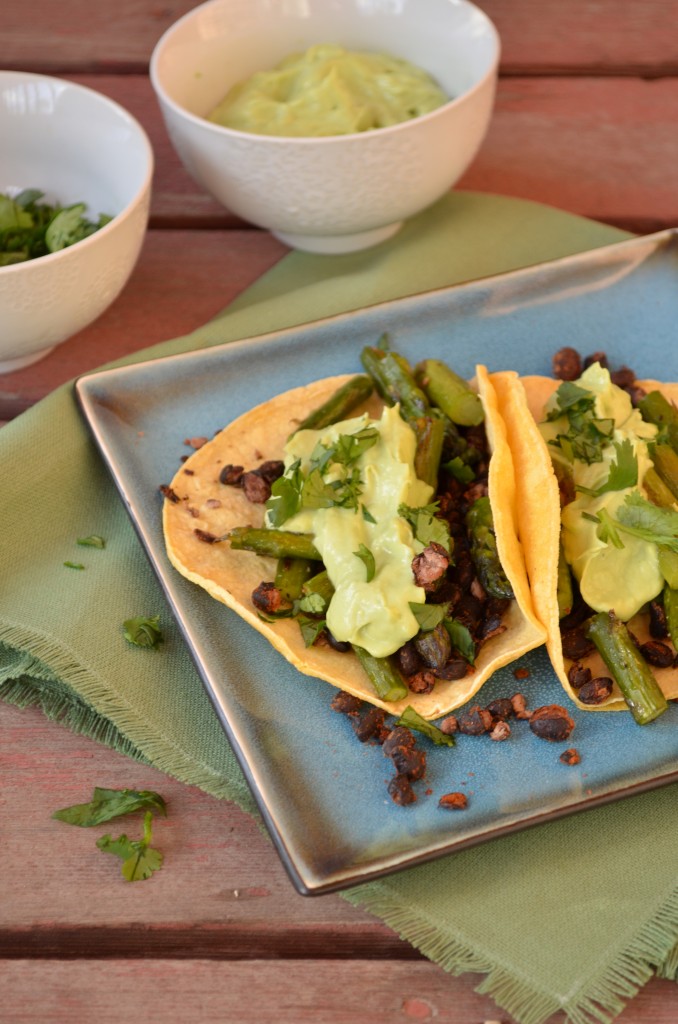 Grilled Asparagus and Crispy Black Bean Tacos