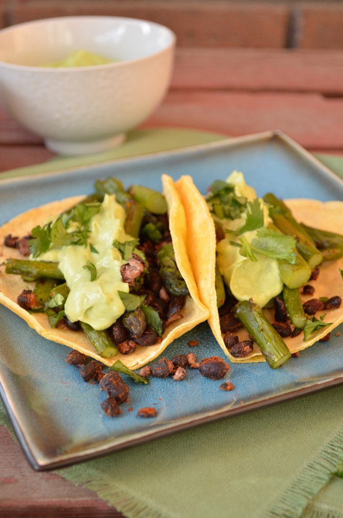 Grilled Asparagus and Crispy Black Bean Tacos