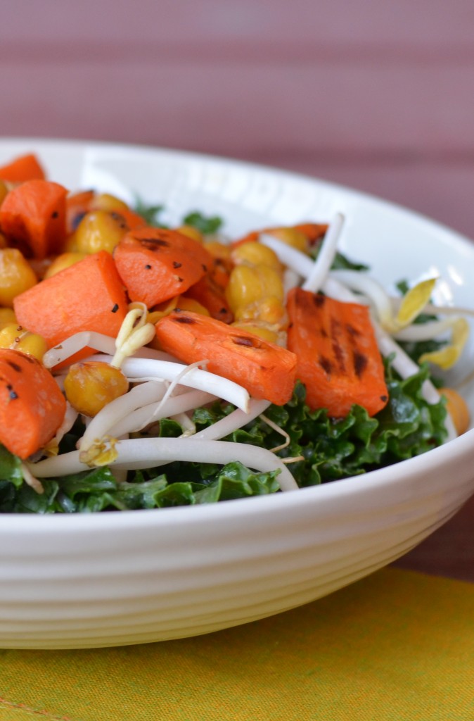 Roasted Carrot and Chickpea Salad with Miso Ginger Dressing