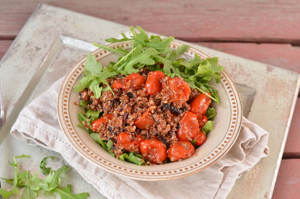 Warm Quinoa and Arugula Salad with Lemon Dressing