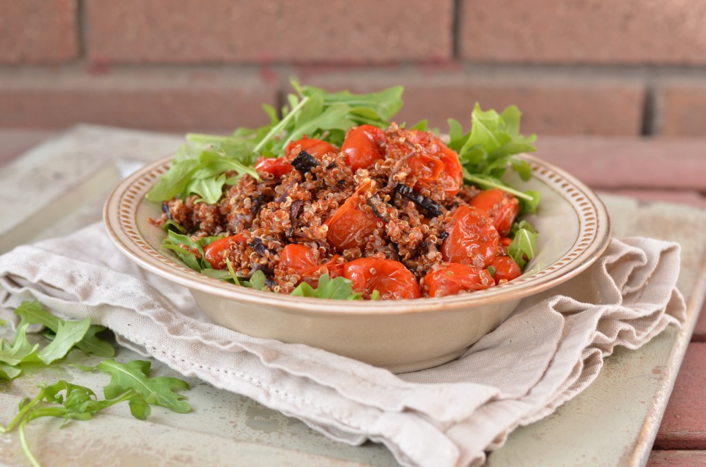 Warm Quinoa and Arugula Salad with Lemon Dressing