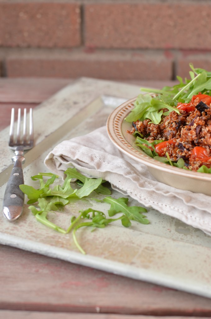 Warm Quinoa and Arugula Salad with Lemon Dressing