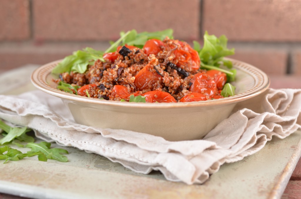 Warm Quinoa and Arugula Salad with Lemon Dressing