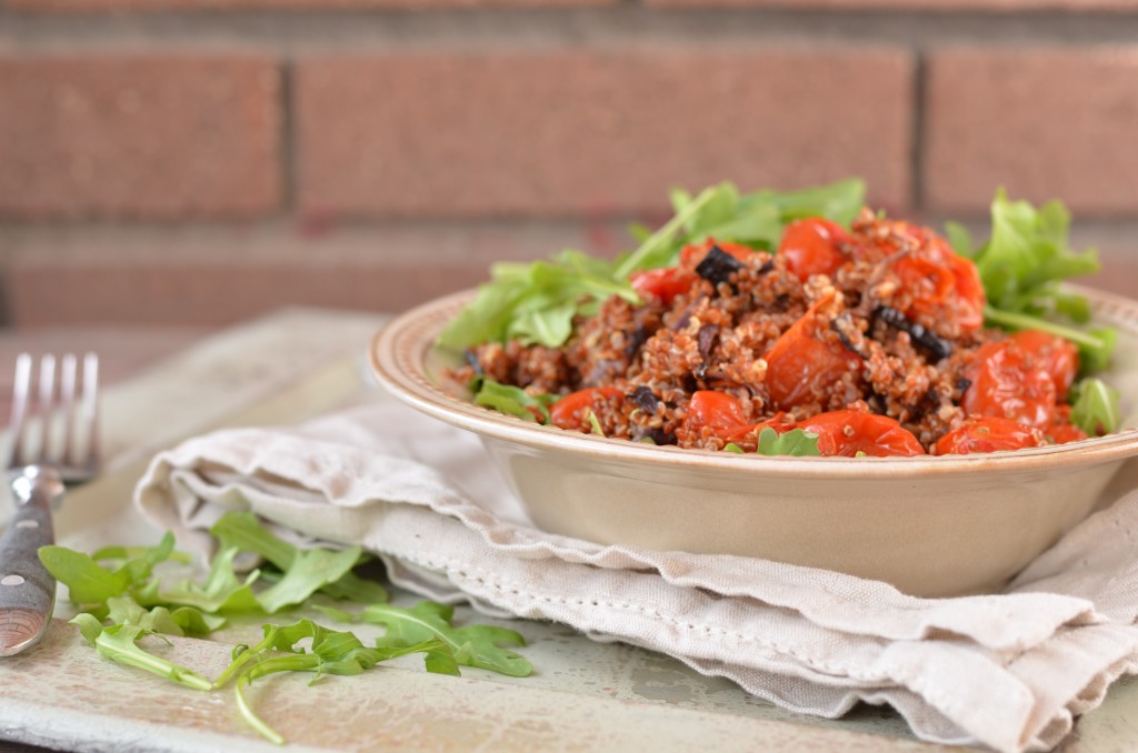 Warm Quinoa and Arugula Salad with Lemon Dressing