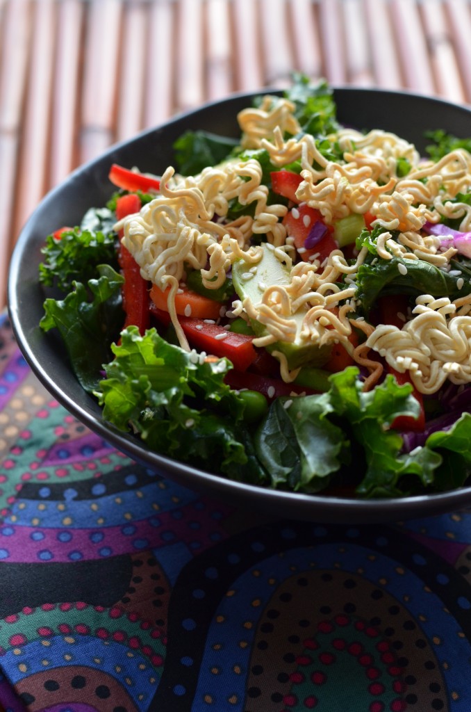 Massaged Kale and Veggie Salad with Toasted Ramen