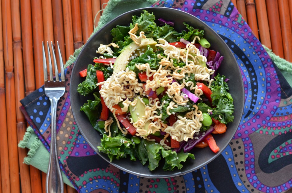 Massaged Kale Salad with Veggies and Toasted Ramen