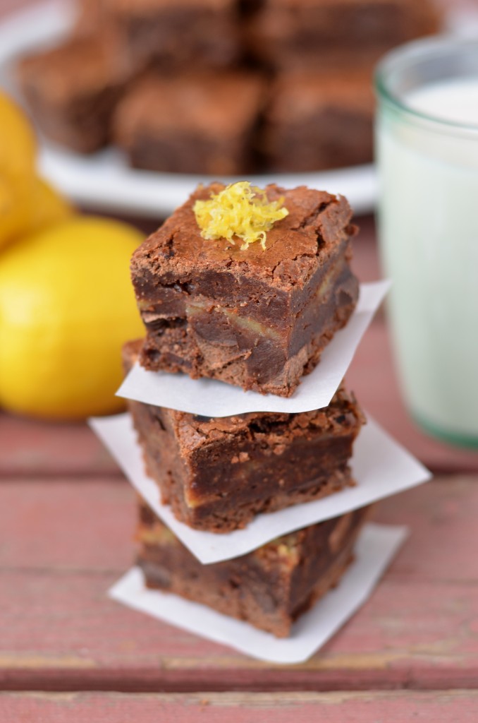 Fudgy Brownies with Lemon Curd