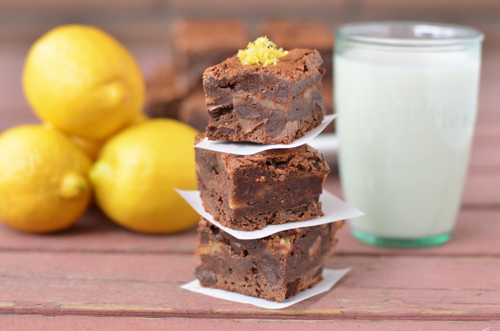 Fudgy Brownies with Lemon Curd