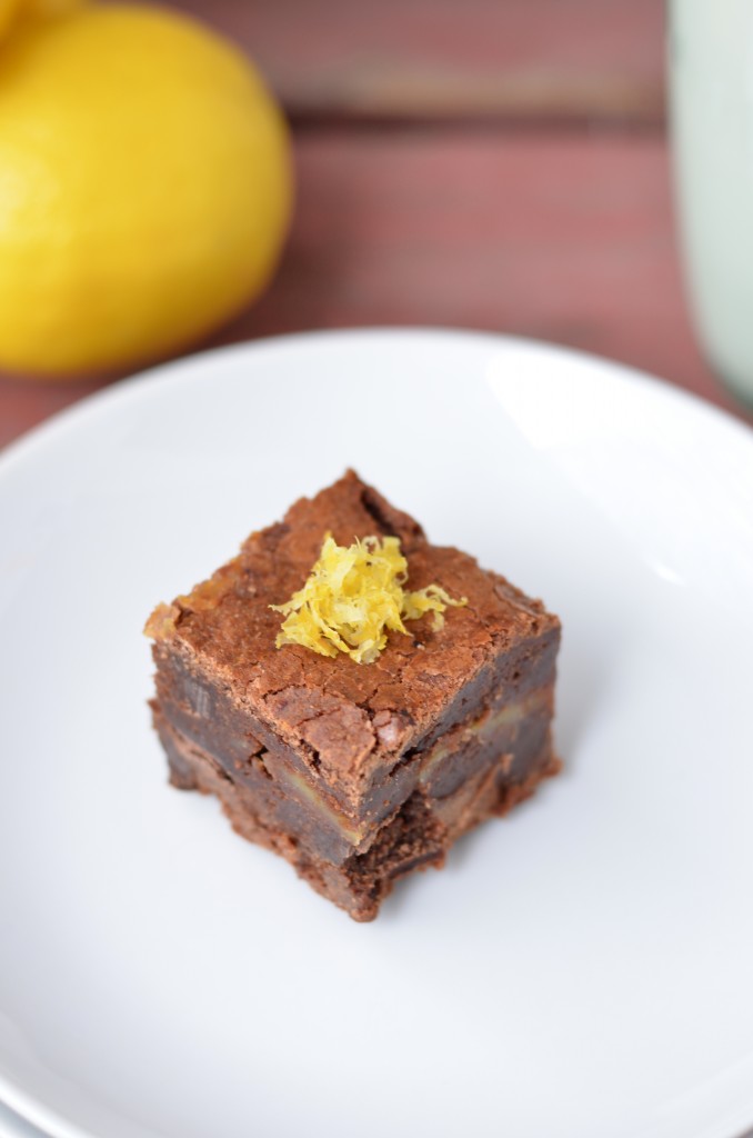 Fudgy Brownies with Lemon Curd