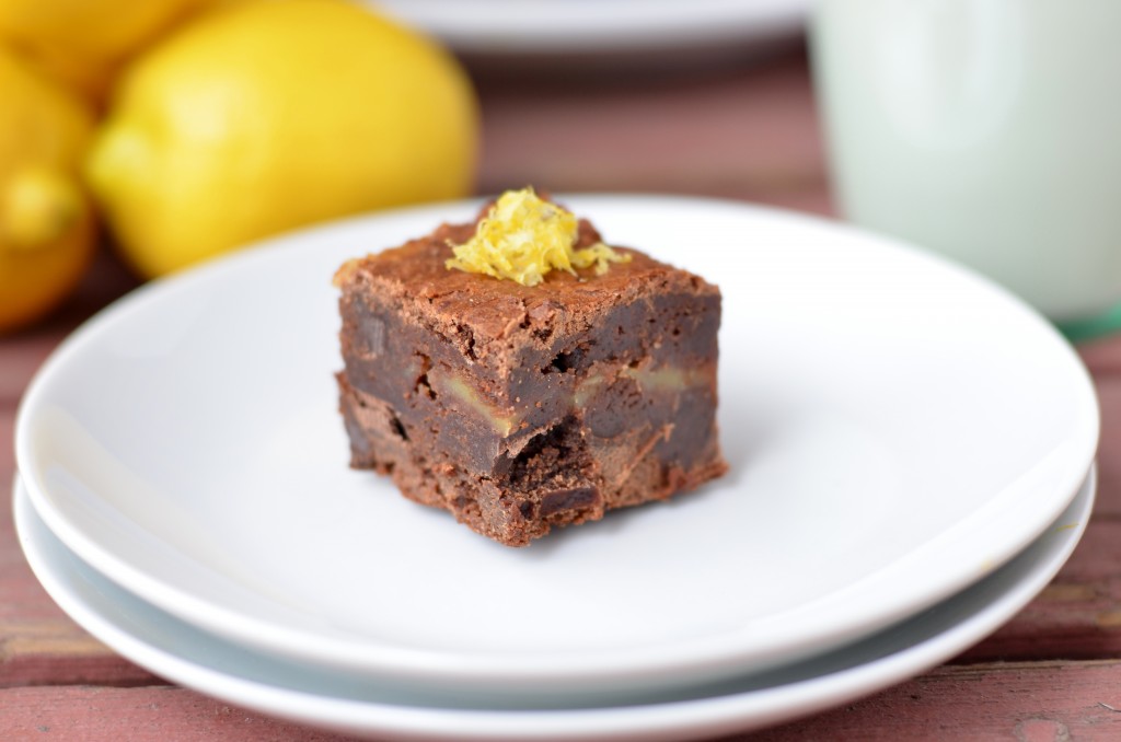 Fudgy Brownies with Lemon Curd