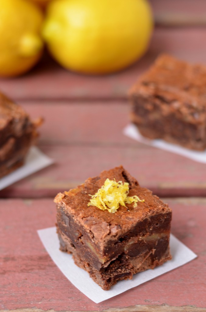 Fudgy Brownies with Lemon Curd