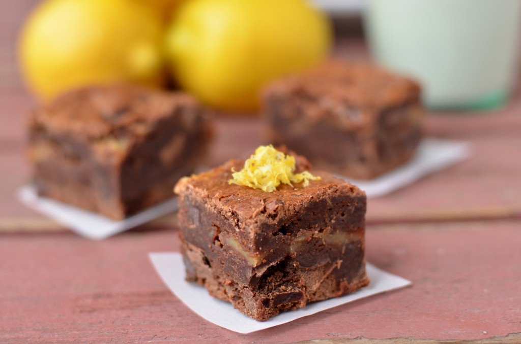 Fudgy Brownies with Lemon Curd