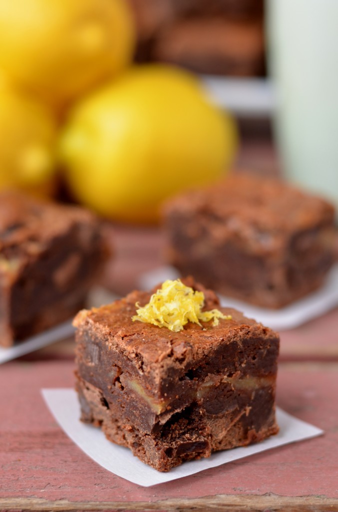 Fudgy Brownies with Lemon Curd