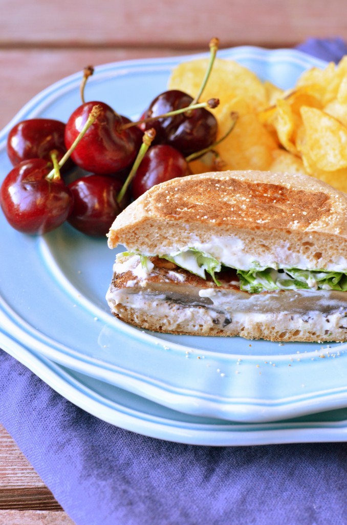  Cayenne Portobello Burgers with Herbed Goat Cheese Spread