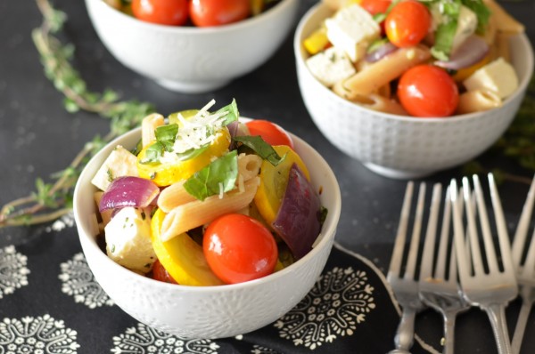 Roasted Summer Squash Pasta with Feta and Thyme