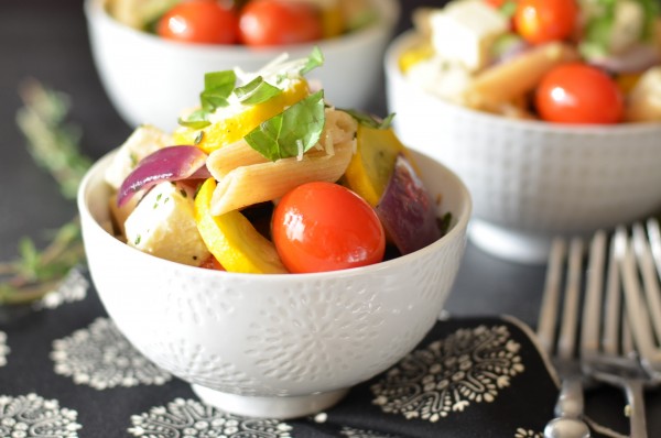 Roasted Summer Squash Pasta with Feta and Thyme