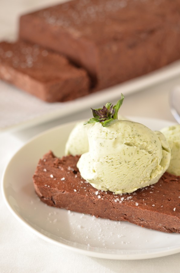 Chocolate Terrine with Sea Salt and Thai Basil Ice Cream