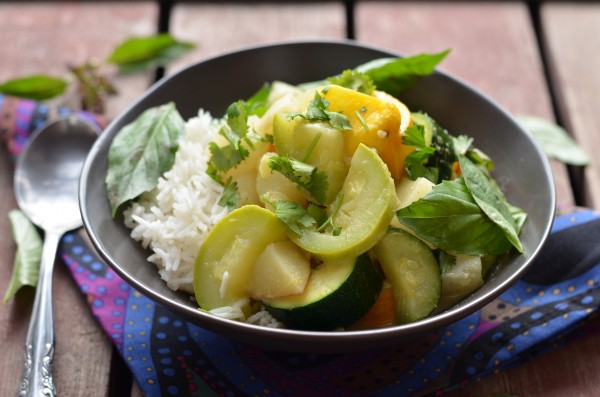 Thai Green Curry with Turnips and Summer Squash
