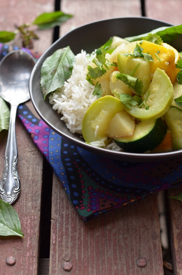 Thai Green Curry with Turnips and Summer Squash