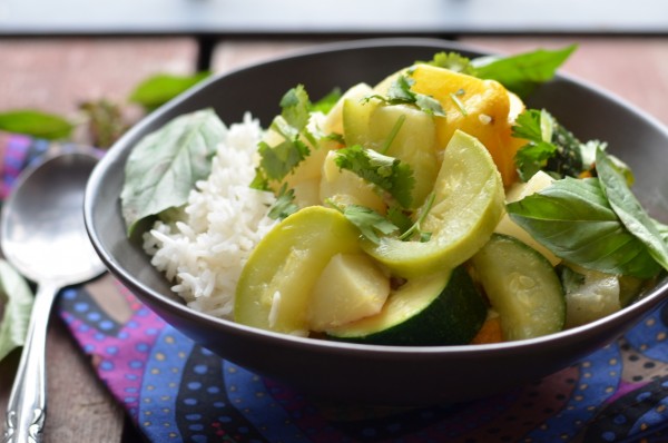 Thai Green Curry with Turnips and Summer Squash