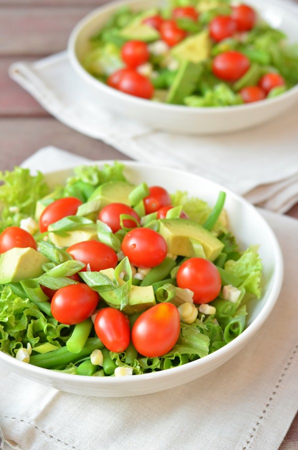 Summer CSA Salad with Red Wine Tomato Vinaigrette