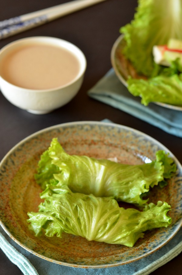 Fresh Lettuce Wraps with Peanut Dipping Sauce