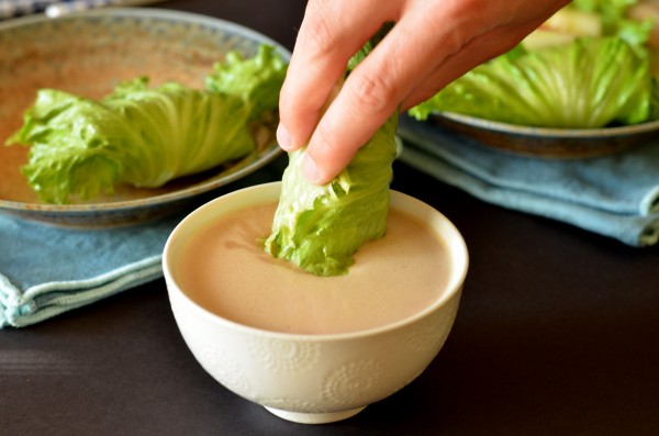 Fresh Lettuce Wraps with Peanut Dipping Sauce