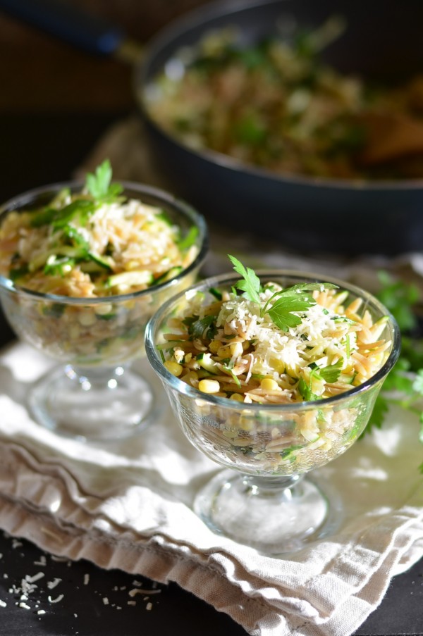 Orzo with Zucchini and Sweet Corn