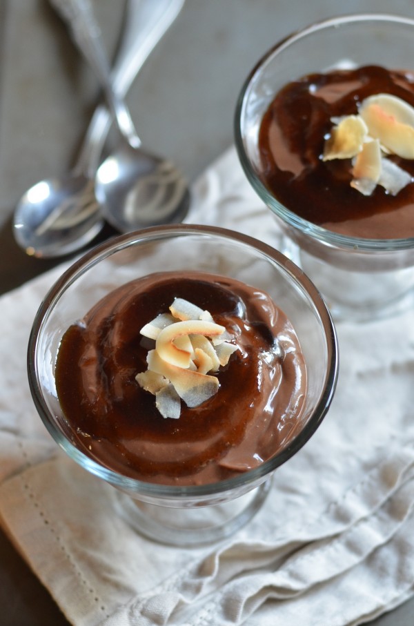 Chocolate Coconut Pudding with Coconut Caramel Sauce (Vegan)