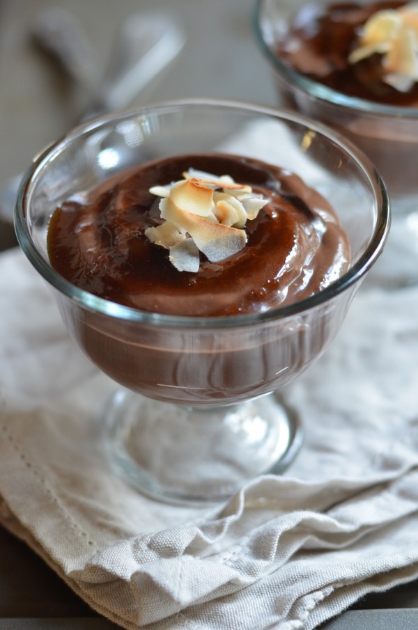 Chocolate Coconut Pudding with Coconut Caramel Sauce (Vegan)