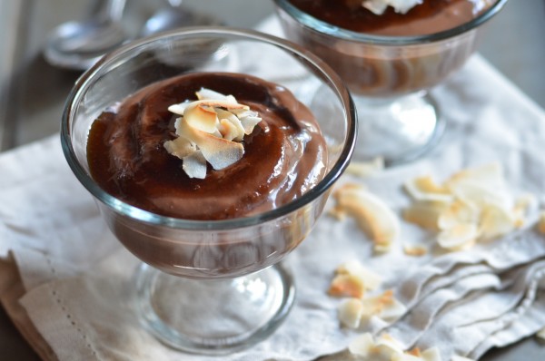 Chocolate Coconut Pudding with Coconut Caramel Sauce (Vegan)