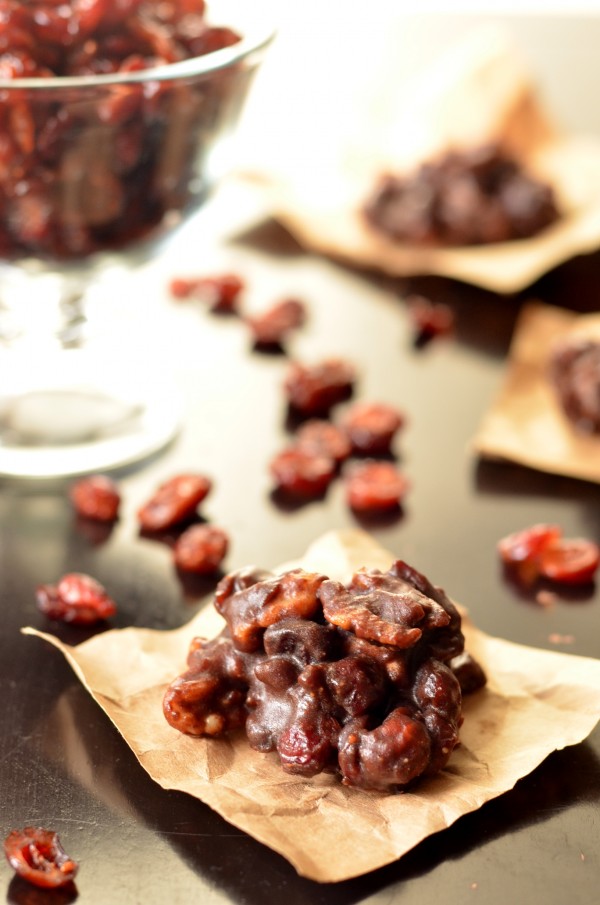 Chocolate Cranberry-Walnut Clusters