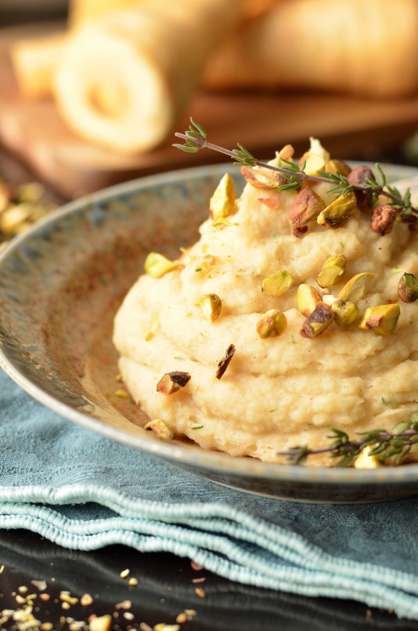 Browned Butter Mashed Parsnips with Coriander and Thyme